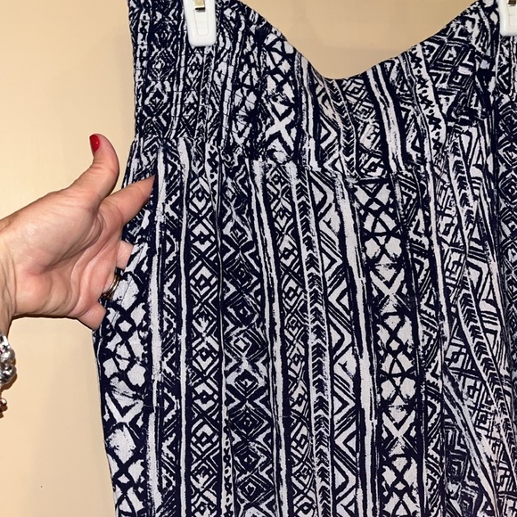 Navy & white harem pants size XL boho print, wide leg long - Picture 2 of 6